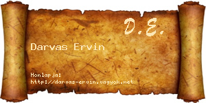 Darvas Ervin névjegykártya